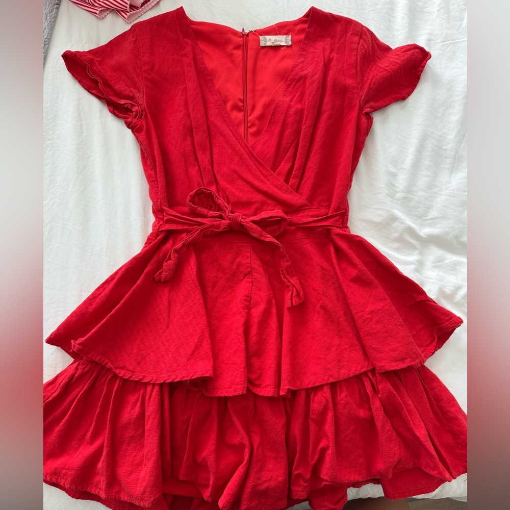 Vibrant Red Wrap Romper